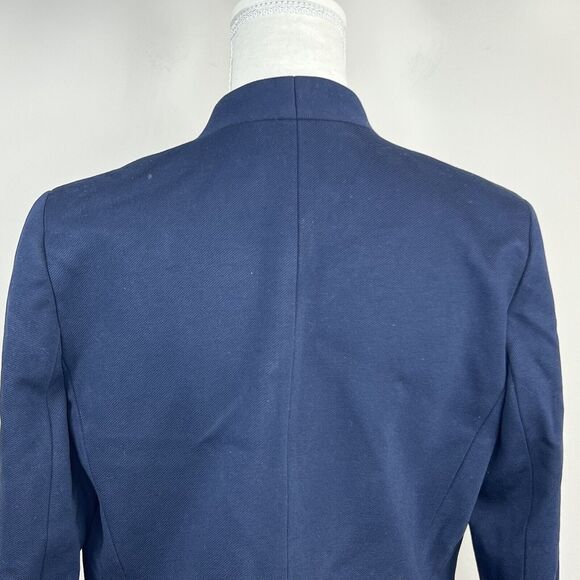 J Crew Navy Blue Open Front Blazer Jacket Size 8 Collarless - Picture 9 of 12